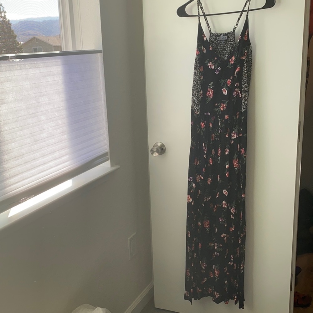 Long floral black dress